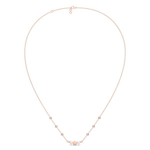 Collar de Diamantes de Triple Cuentas con Estaciones Cuadradas de Oro Rosa Brillante y Diseño Elegante con Acentos de Piedras Blancas - Product Image 5