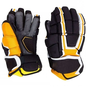 WARPRO INDUSTRY Black Suede Leather Ice Hockey Gloves Adult <b>Carbon</b> <b>Fiber</b> Blade Protective Padding Hook Loop Closure Fringe - Product Image 2