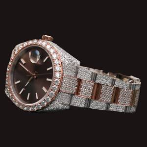 Reloj de Cuarzo con Diamantes Moissanite de Moda a Precio de Mayoreo, Reloj de Hombre Totalmente Cubierto de Plata 925 con Esfera de Cristal, Estilo Hip Hop, Edición Limitada, Fecha Automática - Product Image 2