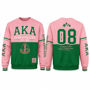 เสื้อสเวตเชิ้ตแขนยาวแบบแร็กแลนสีชมพูเขียว Alpha AKA Alpha ทรงปกติสำหรับทุกเพศ พิมพ์ลายลำลอง คอกลม - Product Image 4