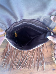Bolso bandolera con flecos de piel de vaca de lujo personalizado para mujer, bolsos de vaquera occidentales de transporte oculto de cuero genuino - Product Image 6