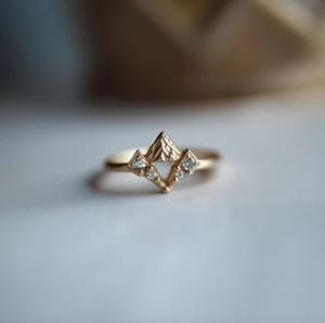 Mountain Moissanite Engagement <b>Ring</b> Geometric 14K Gold Plated <b>925</b> Sterling <b>Silver</b> Dainty Luxury for Anniversary & Wedding - Product Image 3