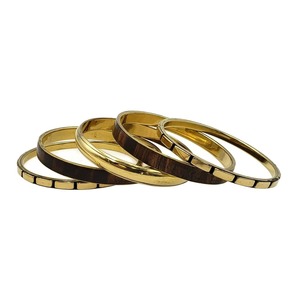 Brazalete de Latón con Incrustaciones de Madera, Cierre Magnético, Brazalete de Moda, Joyería de Regalo para Bodas y Festividades - Product Image 1