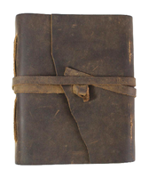 Carnet de notes de qualité supérieure, style vintage, couverture souple, fabriqué à la main à partir de papier recyclé et de cuir de buffle huilé.