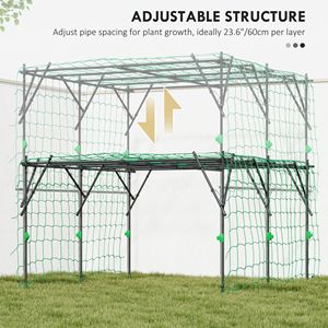 Arco da Giardino in Metallo Nero Alto 2,23 m con Rete per Piante Rampicanti, Supporto per Ortaggi e Cetrioli - Product Image 5