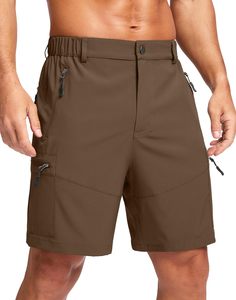 ODM Men's Light Gray Cargo Shorts Quick Dry Elastic Waist Mid Rise Casual Bermuda Style with Zip Pockets Woven Polyester Shorts - Product Image 5