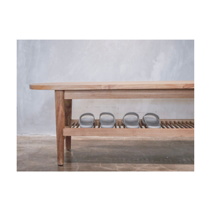 Banc de rangement ovale en bois avec étagère à chaussures pour salon, hôtel, spa - Offre spéciale - Product Image 3