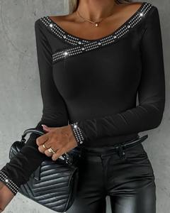 Top Versátil de Verano para Mujer, Corte Holgado, con Adornos de Pedrería en el Escote Barco - Product Image 4