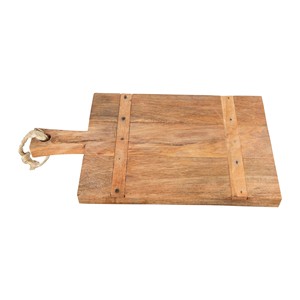 Planche à découper rectangulaire artisanale en bois de manguier avec anse en corde et poignée de couteau en acier inoxydable – 2,0 cm d'épaisseur, écologique, durable, vente en gros - Product Image 1