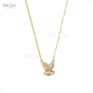 Productos de Moda: Collar con Dije de Insecto con Diamantes Blancos de 0.16 CTW en Oro Amarillo Sólido de 14k, Listo para Enviar - Product Image 3