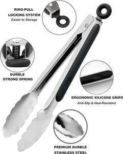 Pinzas antideslizantes para alimentos, para servir barbacoa, ensalada, pan, pasta, hielo y para las necesidades de preparación en la cocina profesional. - Product Image 2