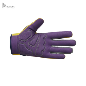 Custom High-Vis General Purpose Safety Work Gloves Dual Tone Grey Leather Backhand Armor Textured Foam Padded Palm Anti-Slip - Product Image 5