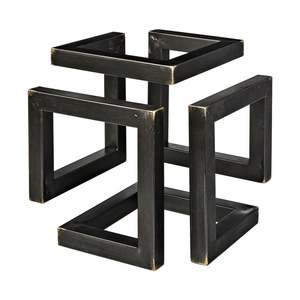 Modern Abstract Geometric Cube Sculpture Hollow Brass Finish Metal <b>Frame</b> Statue Minimalist <b>Square</b> Tabletop Ornament for Luxury - Product Image 4