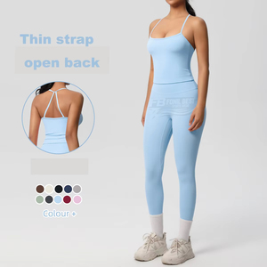 Ensemble de yoga 2 pièces respirant à manches longues de haute qualité, haut et bas taille haute, pour entraînement en extérieur, Pilates et sportswear - Product Image 4