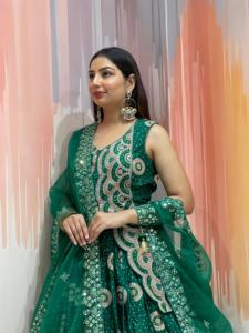Luxury Dola Silk Long Shrug Style Chaniya Choli With Organza <b>Tissue</b> Dupatta Designer <b>Wedding</b> Wear Women Set - Product Image 4