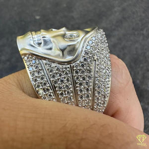 Lab Grown Diamond Skull Statement <b>Ring</b> for Men White <b>Gold</b> Gothic Skeleton Head Luxury Hip Hop Designer <b>Cocktail</b> <b>Ring</b> - Product Image 5