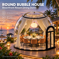Dôme de Dîner Transparent de Luxe sur le Lac, Maison Bulle Ronde en PC avec Rideau et Éclairage LED Ambiant pour Complexes Hôteliers