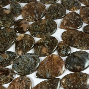 Natural Brown Stick Agate Cabochon Polished Loose Gemstone 20-35mm for Jewelry Making Mix Shape Wholesale Lot - Product Image 1