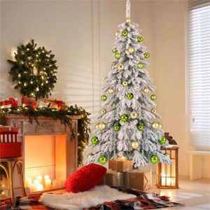 <b>6ft</b> Fireproof PVC Material Christmas <b>Tree</b> with 589 Snow Laden Design Branch Tips and 48 Xmas Balls Flocked Christmas <b>Tree</b> - Product Image 4
