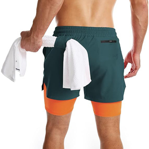 Two Tone Gym <b>Shorts</b> <b>Men</b> 2 in 1 Quick Dry Polyester Athletic <b>Shorts</b> with Contrast <b>Compression</b> Liner Workout Sports <b>Shorts</b> - Product Image 4