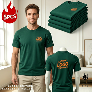 T-shirt à manches courtes vert pour homme avec logo personnalisé, 100% coton, coupe classique, col rond, jersey respirant, design décontracté, impression par transfert thermique - Product Image 5