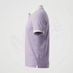 Chemise décontractée pour homme en piqué 100 % polyester bleu marine à manches courtes, respirante, infroissable, coupe classique, design tricoté uni - Product Image 3
