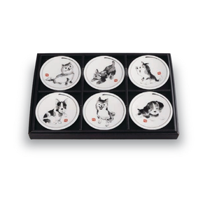 <b>Dogs</b> & Cats Design Japanese Cute Porcelain Eco-Friendly Lightweight Round Dinnerware Set for <b>Presents</b>-Small Sauce Dish - Product Image 2