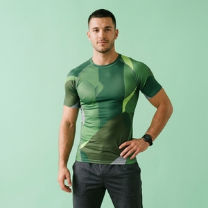 Men Sporty Jersey Sports Compression Shirt Half Sleeve O-Neck Tight Fit Gym Workout Running Athletic - Product Image 1