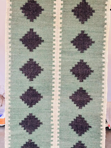 Boho <b>Green</b> Wool Jute <b>Runner</b> Rug Handmade Scandinavian Kilim <b>Carpet</b> Custom Farmhouse Corridor Hallway Entryway Floor - Product Image 4
