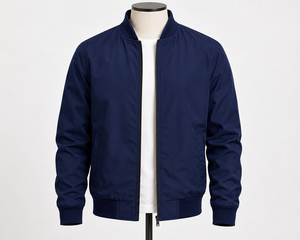 Veste universitaire bleu marine pour homme, col montant, fermeture boutonnée, coupe ajustée décontractée, 100 % coton respirant, haute qualité, hiver - Product Image 4