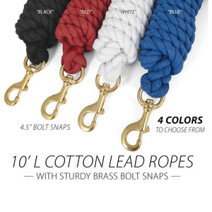 Corde de trelage torsadée en nylon massif pour chevaux, 3 mètres de long, robuste, noire, avec mousqueton en laiton résistant à la rouille, légère - Product Image 3