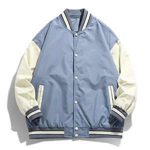 Blousons universitaires oversize pas chers, vierges, personnalisables pour hommes, en gros, noirs, avec décoration personnalisée, réversibles - Product Image 2