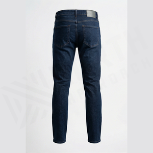Straight-Leg Dark Wash <b>Denim</b> Jeans Men High Waist Slim Fit Cotton Casual Autumn Style Pants - Product Image 2