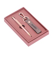 Ensemble cadeau d'entreprise Olivia avec logo personnalisé 2024, portefeuille, stylo et porte-clés en cuir véritable de luxe, fait main, personnalisation