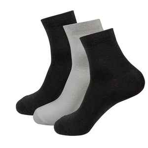 Ankle <b>Socks</b> Solid Color Breathable Knitted for Adults Casual Wear Black Gray Pair - Product Image 1