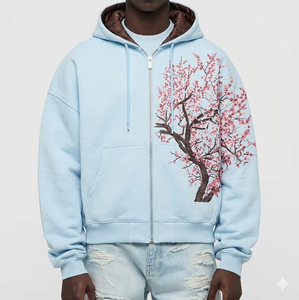 Mens Knitted Polyester Cotton Embroidered Zipper-Up Hoodie Casual <b>Sweatshirt</b> Soft Breathable Streetwear Custom Logo OEM Autumn - Product Image 1