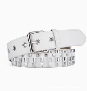 Hot Selling Fashion Y2k Trendy Bullet <b>Head</b> Men's Wide Pu Leather Belt Punk <b>Style</b> Women's Personalized Studded Belt - Product Image 3