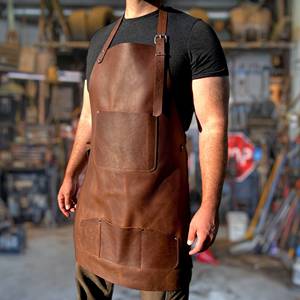 ผ้ากันเปื้อนหนังสั่งทำพร้อมโลโก้สำหรับพนักงานคาเฟ่ บาริสต้า ร้านอาหาร ขายส่งจำนวนมาก ราคาแข่งขัน LPN-0217 - Product Image 1