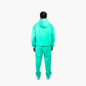 Conjunto Deportivo Verde Aqua para Hombre, Sudadera con Capucha y Pantalones Jogger, Ropa Deportiva al por Mayor, Sudadera Verde Lisa con Capucha y Cremallera, Personalizable con Logotipo - Product Image 5