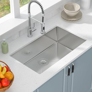 Évier de cuisine THCSS-0458 en acier inoxydable 304 fait à la main, cuvette simple, bassin profond, revêtement insonorisé, parfait pour les cuisines de luxe - Product Image 5