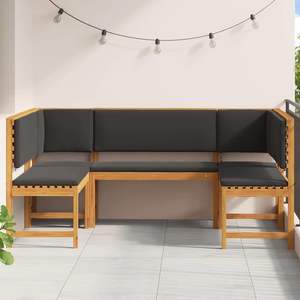 Juego de banco de jardín de madera maciza de acacia marrón de 5 piezas - Product Image 3