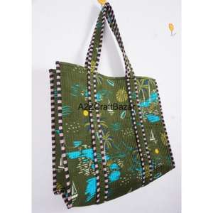 Bolso de compras ecológico estilo bohemio indio a rayas, hecho a mano, de algodón acolchado, grande, con asa larga, para fiestas y exposiciones - Product Image 5