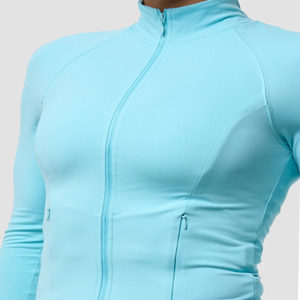 Veste de sport zippée grande taille pour femme, avec poches, sans capuche, pour la course et le yoga, coupe ajustée, avec trous pour les pouces, extensible dans quatre directions, séchage rapide - Product Image 5