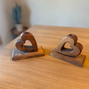Handmade Customizable Heart Shape Wooden Tea Light <b>Holder</b> Rustic Wedding Home Decor - Product Image 4