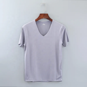 Men's Black <b>V</b>-Neck Short Sleeve Knitted T-Shirt Regular <b>Fit</b> Casual Solid Color - Product Image 5