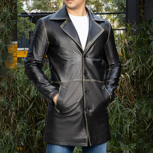 Manteau trench en cuir véritable de haute qualité, écologique, personnalisable, texture douce, design flexible et qualité durable - Product Image 6