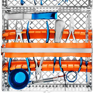 Kit d'instruments dentaires manuels bleu/argent, ensemble de 19 pièces, pinces, plateau de stérilisation, poignée ergonomique, réutilisable, léger, allemand - Product Image 4