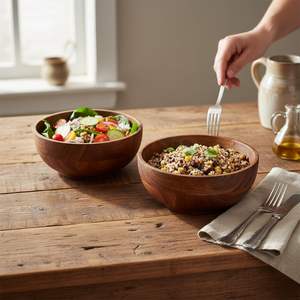 ชุดชามไม้ทรงกลมอะคาเซียอเนกประสงค์ สำหรับซุป สลัด ผลไม้ ผัก ทำแป้ง และของว่าง - Product Image 4