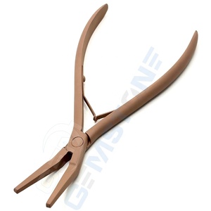Pince professionnelle à bouche plate et incurvée pour extensions de cheveux - 7 pouces, en acier inoxydable, avec logo personnalisé, modèle GEMSTONE ENTERPRISES - Product Image 1