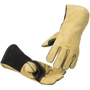 Gants de soudage en gros en cuir de chèvre blanc avec cuir croûte jaune, résistants à la chaleur pour le soudage TIG MIG, ignifuges - Product Image 1